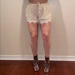 White Lace Detailed Shorts